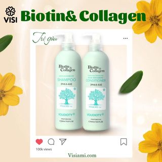 Dầu gội xả ngăn gàu Biotin Collagen Voudioty xanh dương 1000ml