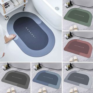 Thảm lau chùi chân phòng tắm silicon siêu thấm hút nước đế cao su chống trơn trượt cao cấp hình oval nhiều mẫu giá sỉ