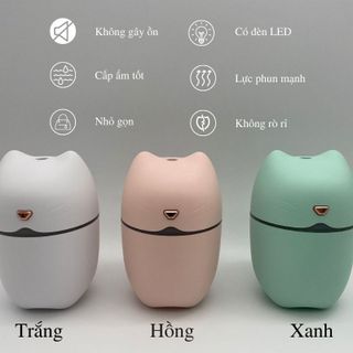 Máy Phun Sương Tạo Ẩm Xông Tình Dầu Xe Hơi Và Phòng Ngủ Hình Mèo Dễ Thương 260ML Đèn Led Đổi Màu Thay Thế Đèn Ngủ giá sỉ