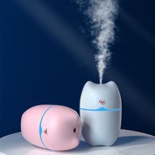 Máy Phun Sương Tạo Ẩm Xông Tình Dầu Xe Hơi Và Phòng Ngủ Hình Mèo Dễ Thương 260ML Đèn Led Đổi Màu Thay Thế Đèn Ngủ