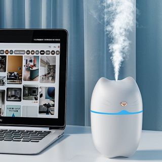 Máy Phun Sương Tạo Ẩm Xông Tình Dầu Xe Hơi Và Phòng Ngủ Hình Mèo Dễ Thương 260ML Đèn Led Đổi Màu Thay Thế Đèn Ngủ