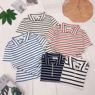 Áo cổ bẻ sọc 787 FASHION kéo khoá