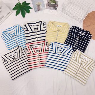 Áo cổ bẻ sọc 787 FASHION kéo khoá