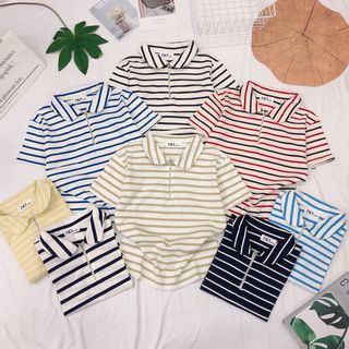 Áo cổ bẻ sọc 787 FASHION kéo khoá