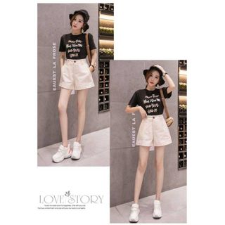 Quần short nữ kaki mềm lưng cao thiết kế túi lớn độc đáo quần đùi nữ bigsize ống rộng mặc ở nhà đi chơi dạo phố mùa hè
