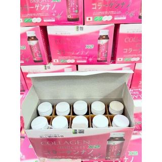 Nước uống Collagen Bright X2 công nghệ Nhật Bản Hỗ trợ trẻ hóa sáng da chống lão hóa hộp 10 chai