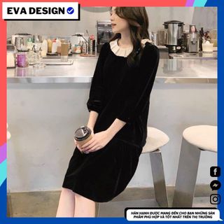 Váy suông phối cổ nữ dáng dài Eva Design chất liệu nhung cao cấp kiểu hàn quốc siêu đẹp , siêu xinh giá sỉ