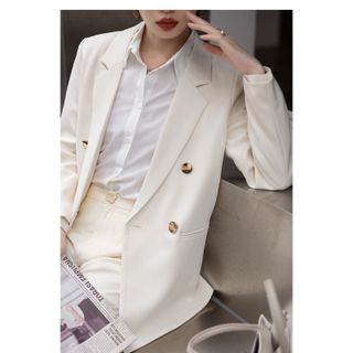Áo vest nữ công sở 2 lớp cao cấp Áo balzer nữ dáng rộng có túi đính khuy sang chảnh dễ phối đồ mặc đi làm đi tiệc cưới