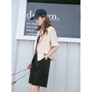 Áo Vest Nữ Croptop Ngắn Tay Áo khoác Blazer cộc nữ Chất Tuyết Mưa Cao Cấp Hàng Thiết Kế Tay Lỡ Dáng Ngắn Hàn Quốc