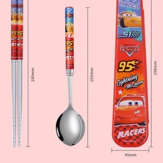 Bộ muỗng đũa inox in hình Disney Kèm hộp đựng cho bé