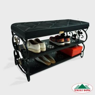 (SẢN PHẨM MỚI) Kệ Để Giày Dép Kết Hợp Ghế Ngồi - Sắt Mỹ Thuật (Lắp Ráp)