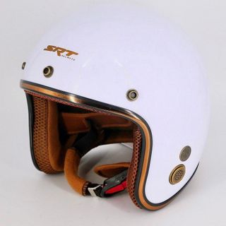 Mũ bảo hiểm 3/4 Ruby SRT Màu Kem - viền đồng, lót nâu cao cấp BH 12 tháng - TẶNG KÈM KHĂN ĐA NĂNG ĐEN