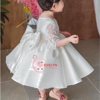 Đầm công chúa bé gái, váy công chúa màu trắng tay ren phù hợp cho bé dự tiệc sinh nhật đám cưới giáng sinh cho bé từ 1 tuổi - 10 tuổi, 6kg-45kg