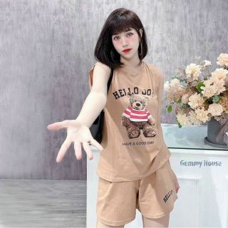 Đồ bộ cotton mát mịn in hello joy form dưới 68kg giá sỉ - giá bán buôn