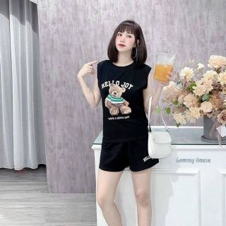 Đồ bộ cotton mát mịn in hello joy form dưới 68kg giá sỉ - giá bán buôn