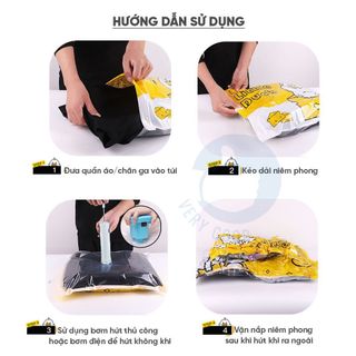 Túi hút chân không đựng quần áo chăn màn túi zip đủ kích thước máy hút chân không mini bảo quản đồ dùng gia đình