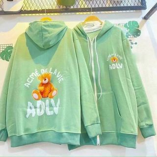 Áo khoác thun nỉ logo in adlv nón 2 lớp form dưới 70kg