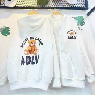 Áo khoác thun nỉ logo in adlv nón 2 lớp form dưới 70kg