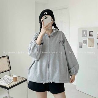 Áo khoác thun nỉ tay phòng logo in bé gái form dưới 70kg