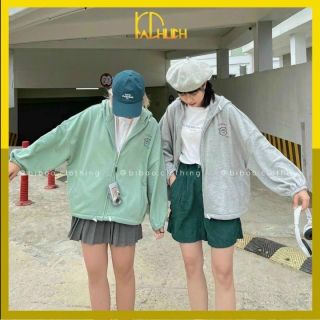 Áo khoác thun nỉ tay phòng logo in bé gái form dưới 70kg
