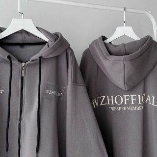 Áo khoác chất thun nỉ logo in wzhoffcal nón 2 lớp form dưới 70kg