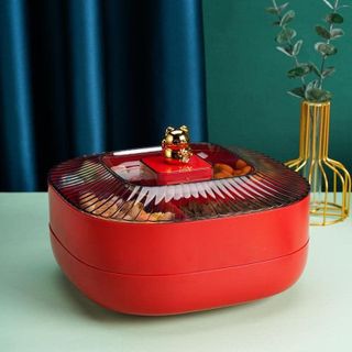 Khay hộp đựng mứt tết 2 tầng 26x26x15cm