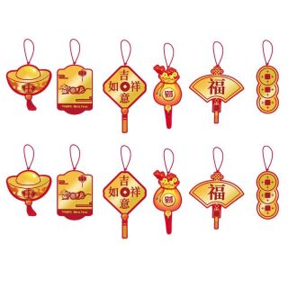 Set 12 phụ kiện trang trí năm mới