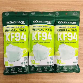 [THÙNG] KHẨU TRANG KF94 (10 CÁI/TÚI, 30 TÚI/THÙNG) - ĐỒNG XANH PREMIUM