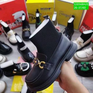 Giày boots trẻ em chất da mềm cổ chun co giãn thoải mái S3056