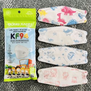 [THÙNG] KHẨU TRANG KF94 KHÁNG KHUẨN TRẺ EM (10 CÁI/TÚI) - ĐỒNG XANH PREMIUM - 30 TÚI/THÙNG