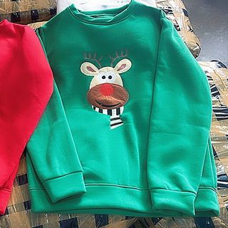 Áo sweater noel chất thun nỉ dày mịn logo thêu form dưới 73kg