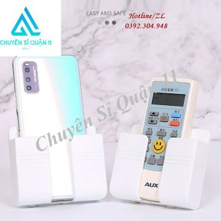 Giá đỡ dán tường treo remote máy lạnh đa năng, kệ treo sạc điện thoại, đầu dây điện - kệ điện thoại remote giá sỉ