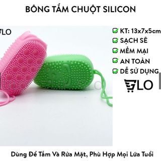 Bông Tắm Silicon Tạo Bọt Massage Hình Chuột Cute Tẩy Da Chết 2 Mặt - bông tắm chuột giá sỉ