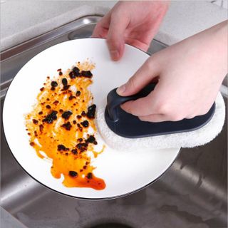 Bàn Chải Chà Cọ Rửa bọt biển, bàn chải Vệ Sinh Nhà Bếp Nhà Tắm Có Tay Cầm Dụng Cụ Lau Chùi Thông Minh Tiện Dụng