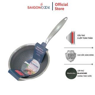 Chảo chống dính Saigoncook Blackcube Prime X3 - Sâu lòng inox 304 Size 20
