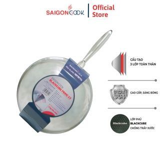 Chảo chống dính Saigoncook Blackcube Prime X3 - Sâu lòng inox 304 Size 20