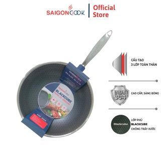 Chảo chống dính Saigoncook Blackcube Prime X3 - Sâu lòng inox 304 Size 20