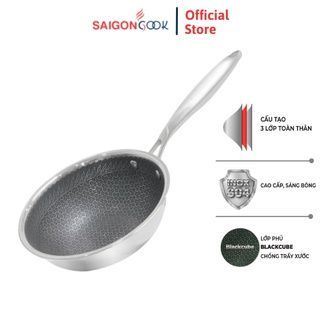 Chảo chống dính Saigoncook Blackcube Prime X3 - Sâu lòng inox 304 Size 20