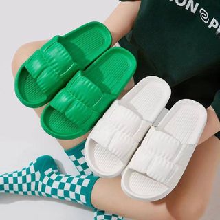 Dép Bánh Mì Nữ, Dép Quai Ngang Lượn Sóng Nữ Chất Liệu EVA Siêu Êm - Dép nữ đế bánh mì cao quai ngang họa tiết gấu hoa cute dép nhựa siêu nhẹ êm chân