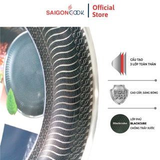 Chảo chống dính Saigoncook Blackcube Prime X3 - Cạn lòng inox 304 Size 20