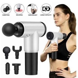 Máy massage cầm tay cổ chân bụng , Súng massage cầm tay cao cấp 4 đầu 6 chế độ xóa tan đau nhức mỏi  - Bảo hành 1 đổi 1