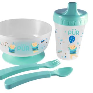 Bộ tô, ly, muỗng, nĩa tập ăn Pur