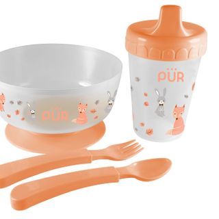 Bộ tô, ly, muỗng, nĩa tập ăn Pur