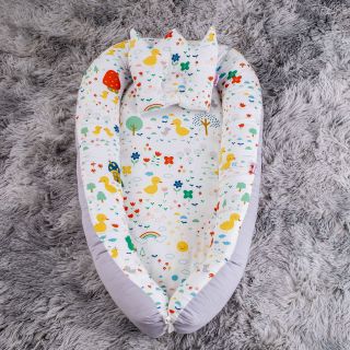 [VẢI ĐÃ ĐƯỢC KIỂM ĐỊNH] Nôi cho bé MERU [TẶNG GỐI] Nôi ngủ chung giường đệm ngủ sơ sinh