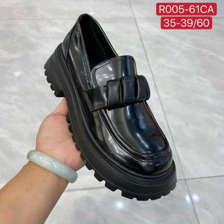 Giày lười nữ màu đen chất da mềm êm chân R005-61
