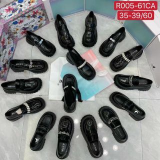 Giày lười nữ màu đen chất da mềm êm chân R005-61
