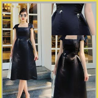 Đầm xòe cổ vuông phối phụ kiện eo dễ thương D056- Lady Fashion giá sỉ
