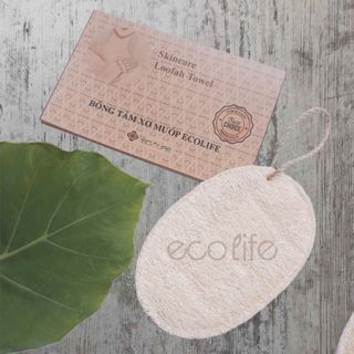Bông tắm xơ mướp Oval Ecolife 2 mặt mướp, tẩy tế bào, làm sạch cơ thể