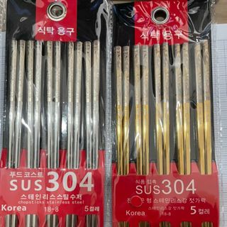 Đũa inox 304 Hàn Quốc vỉ 5 đôi