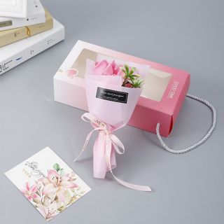 Hoa sáp lụa kèm thiệp chúc mừng